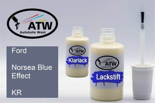 Ford, Norsea Blue Effect, KR: 20ml Lackstift + 20ml Klarlack - Set, von ATW Autoteile West.